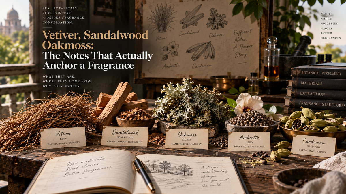 Vetiver, Sandalwood, Oakmoss: The Notes That Actually Anchor a Fragrance